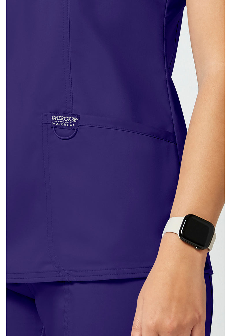 Grape - Cherokee Cherokee WW Revolution Women's Scrub Top - Detail 3 View
