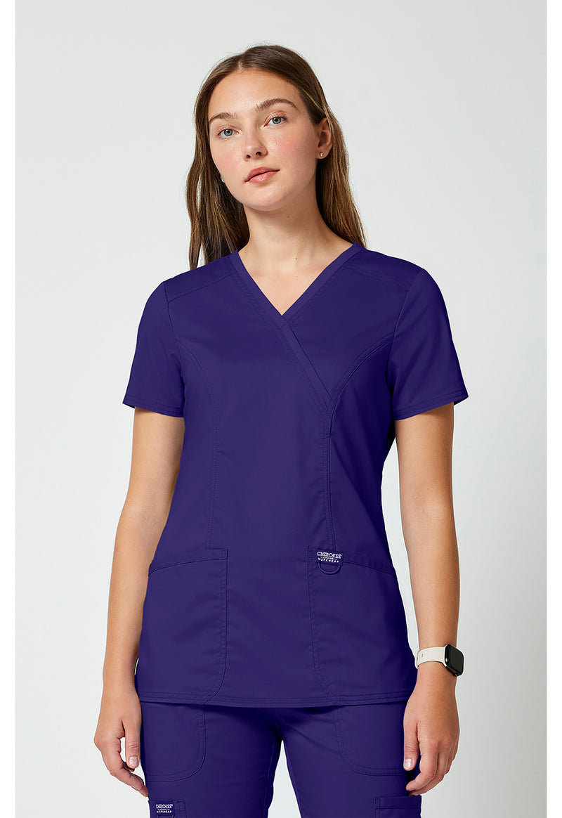 Grape - Cherokee Cherokee WW Revolution Women's Scrub Top - Detail 4 View