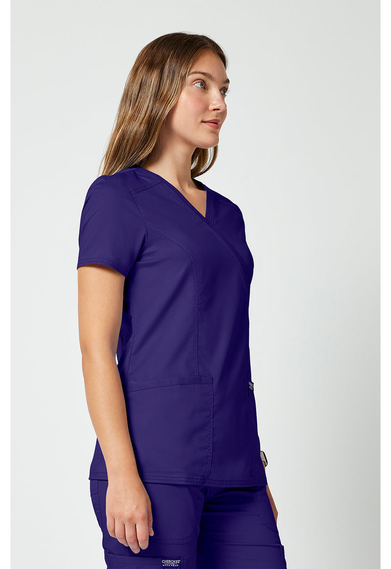 Grape - Cherokee Cherokee WW Revolution Women's Scrub Top - Right Side View