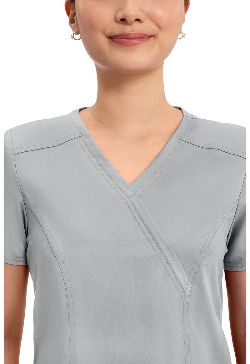 Grey - Cherokee Cherokee WW Revolution Women's Scrub Top - Detail 2 View