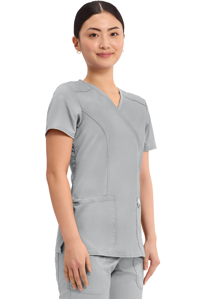 Grey - Cherokee Cherokee WW Revolution Women's Scrub Top - Right Side View