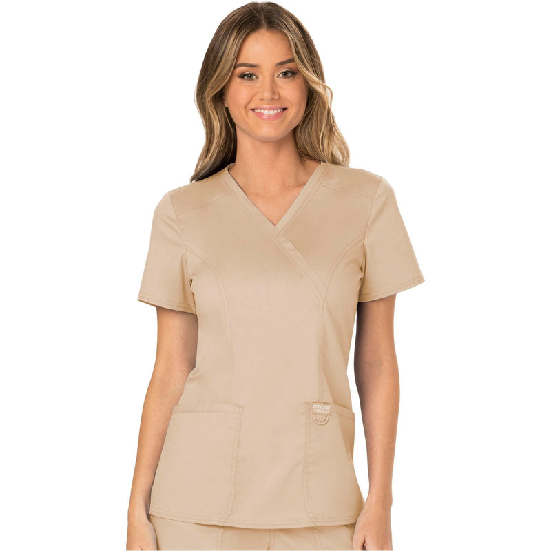 khaki - Mock Wrap Top