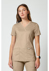 Khaki - Cherokee Cherokee WW Revolution Women's Scrub Top - Detail 4 View
