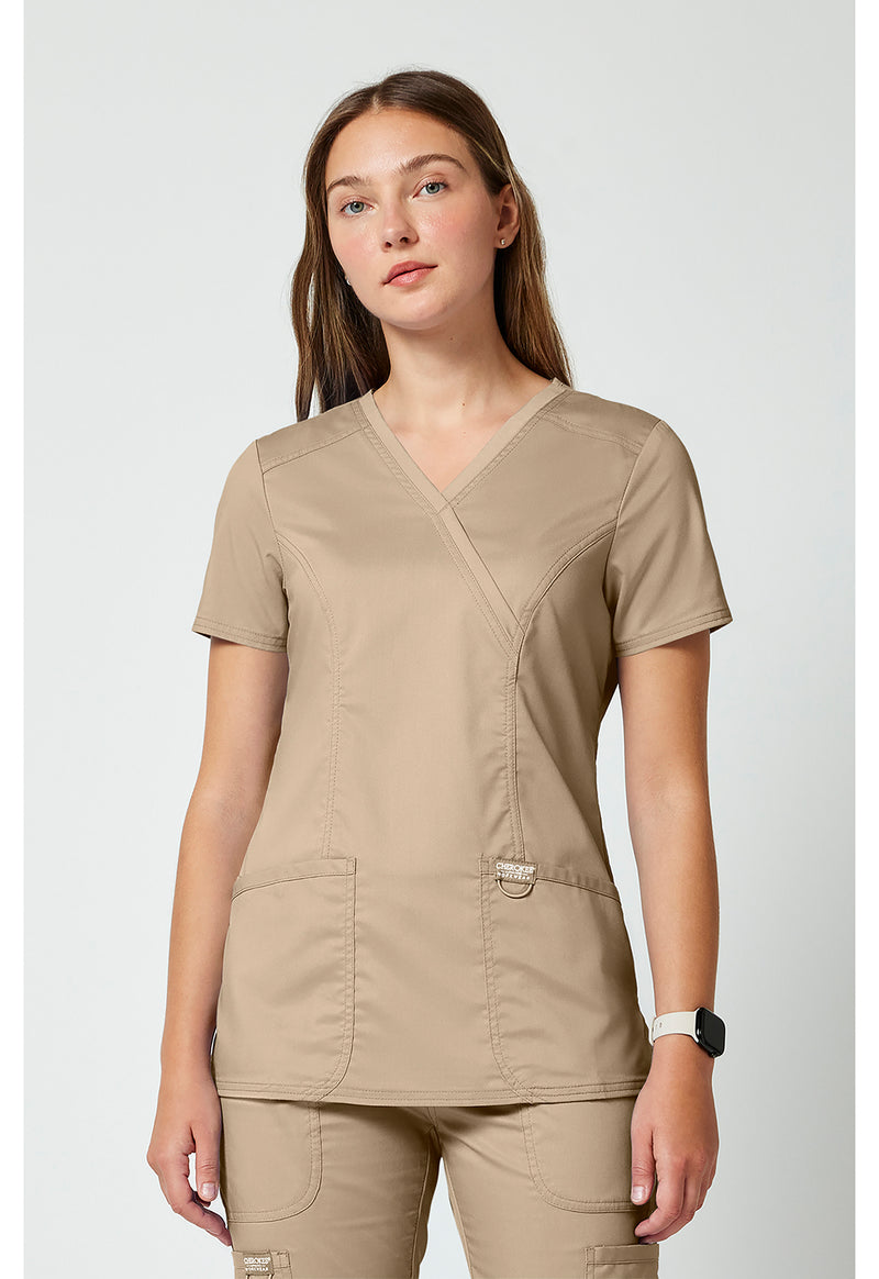 Khaki - Cherokee Cherokee WW Revolution Women's Scrub Top - Detail 4 View