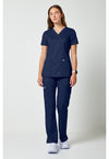 Navy - Cherokee Cherokee WW Revolution Women's Scrub Top - Detail 1 View