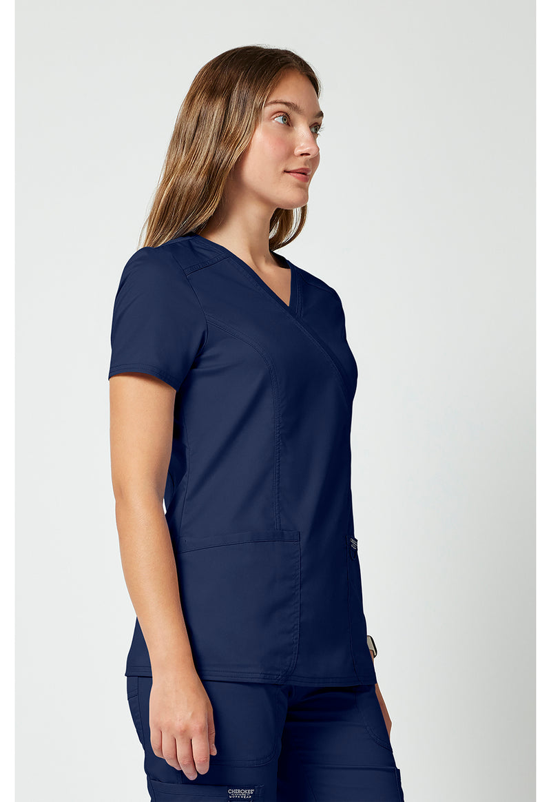 Navy - Cherokee Cherokee WW Revolution Women's Scrub Top - Right Side View
