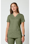Olive - Cherokee Cherokee WW Revolution Women's Scrub Top - Detail 4 View