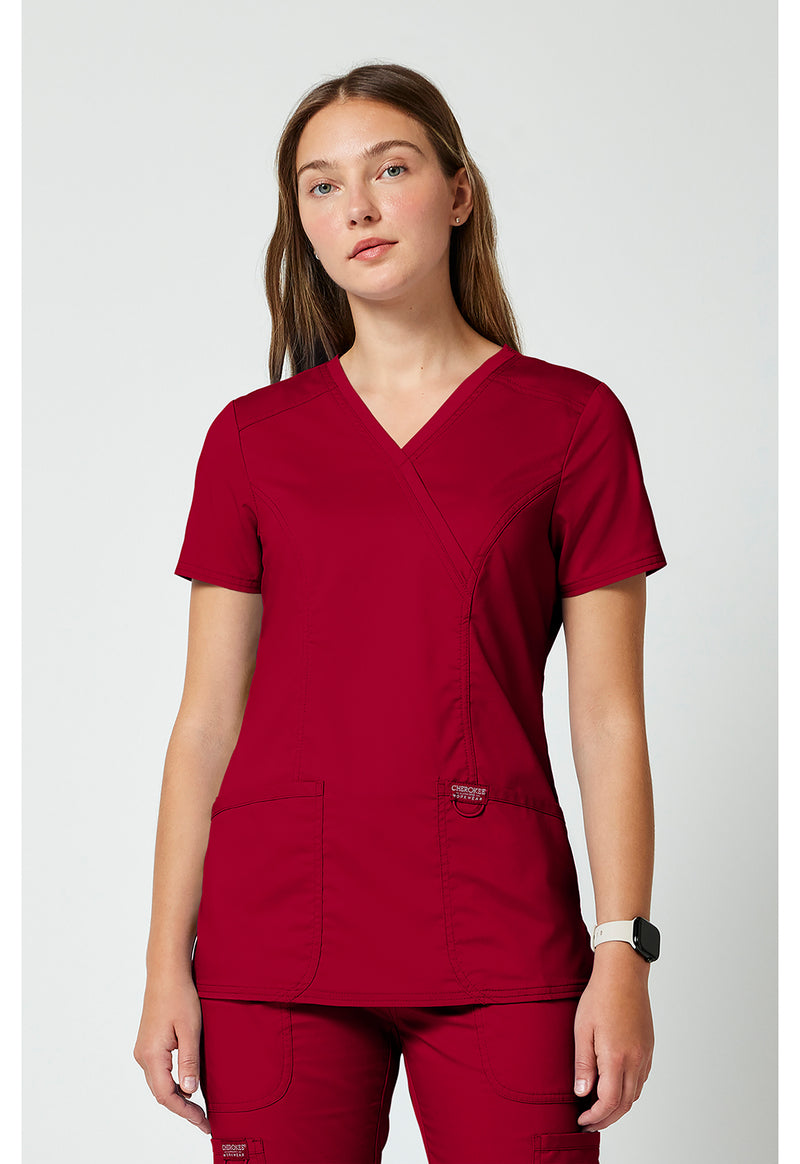 Red - Cherokee Cherokee WW Revolution Women's Scrub Top - Detail 4 View