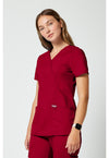 Red - Cherokee Cherokee WW Revolution Women's Scrub Top - Left Side View