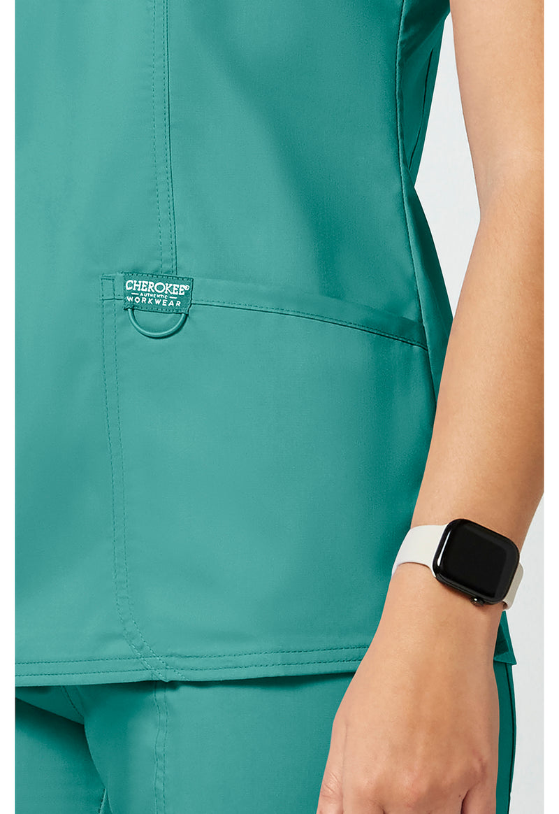 Soft Marine - Cherokee Cherokee WW Revolution Women's Scrub Top - Detail 3 View