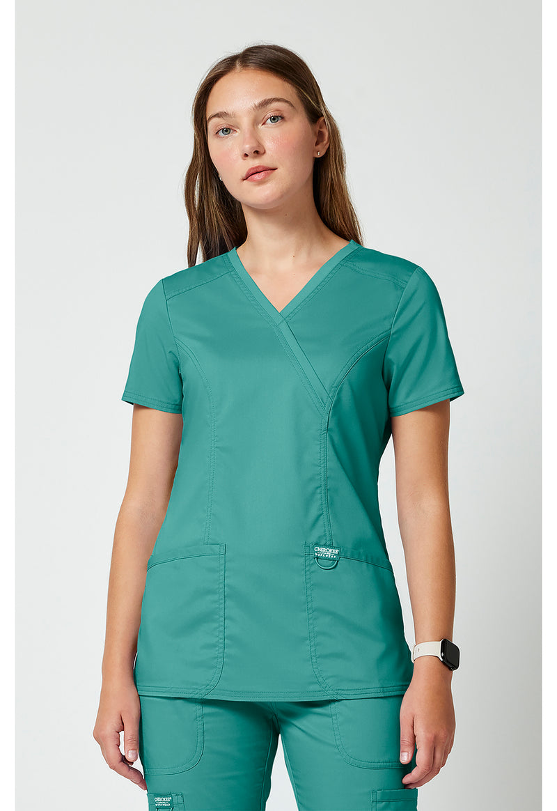 Soft Marine - Cherokee Cherokee WW Revolution Women's Scrub Top - Detail 4 View