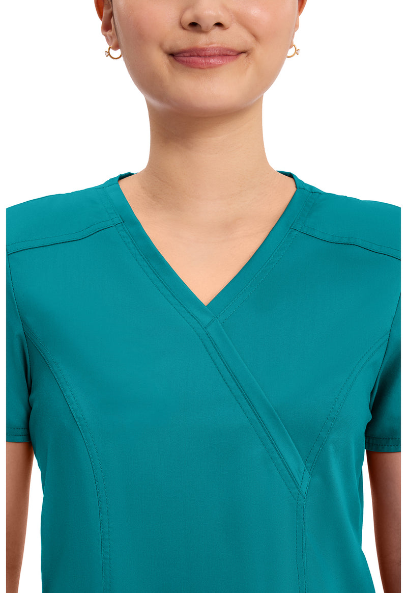 Teal Blue - Cherokee Cherokee WW Revolution Women's Scrub Top - Detail 2 View