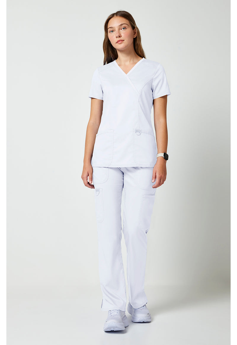 White - Cherokee Cherokee WW Revolution Women's Scrub Top - Detail 1 View