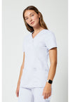 White - Cherokee Cherokee WW Revolution Women's Scrub Top - Left Side View
