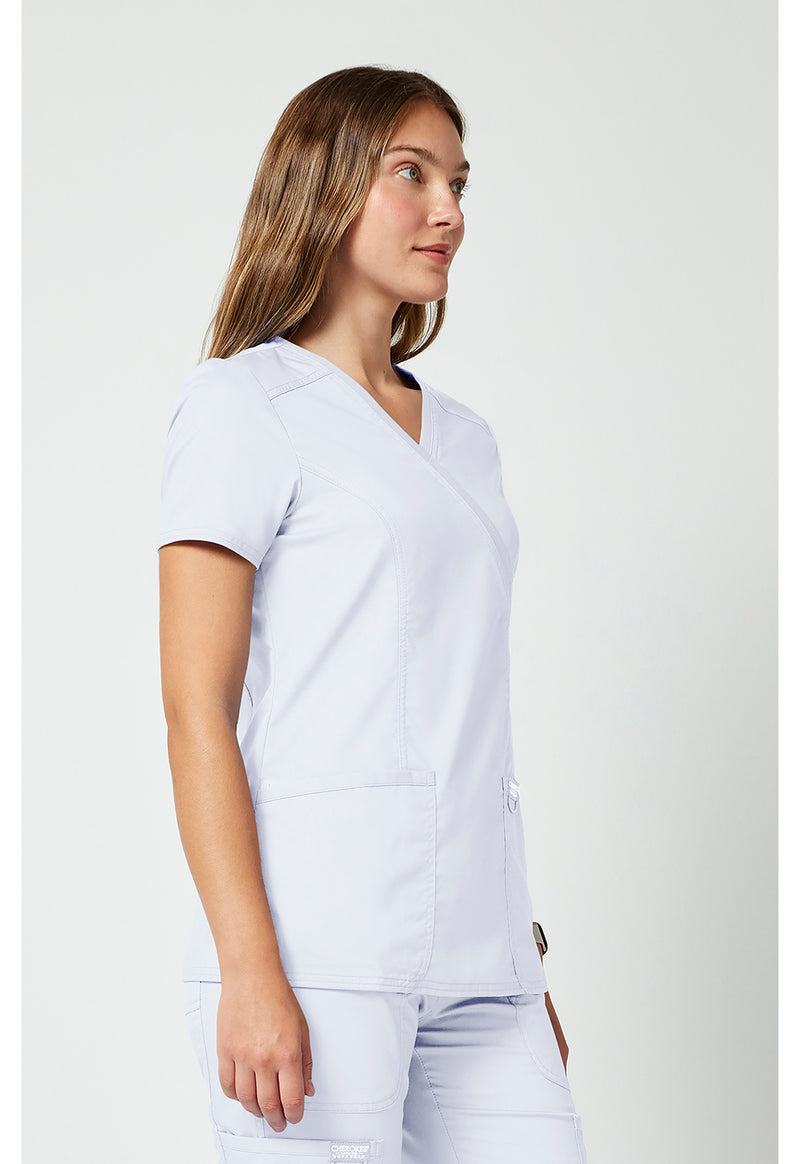 White - Cherokee Cherokee WW Revolution Women's Scrub Top - Right Side View