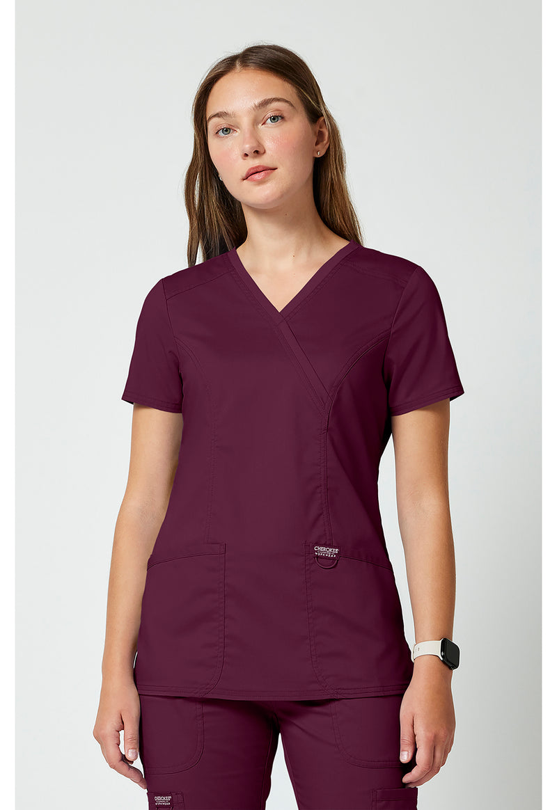 Wine - Cherokee Cherokee WW Revolution Women's Scrub Top - Detail 4 View