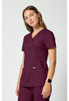 Wine - Cherokee Cherokee WW Revolution Women's Scrub Top - Left Side View