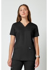 Black - Cherokee WW Revolution Women Scrub Top - Front View