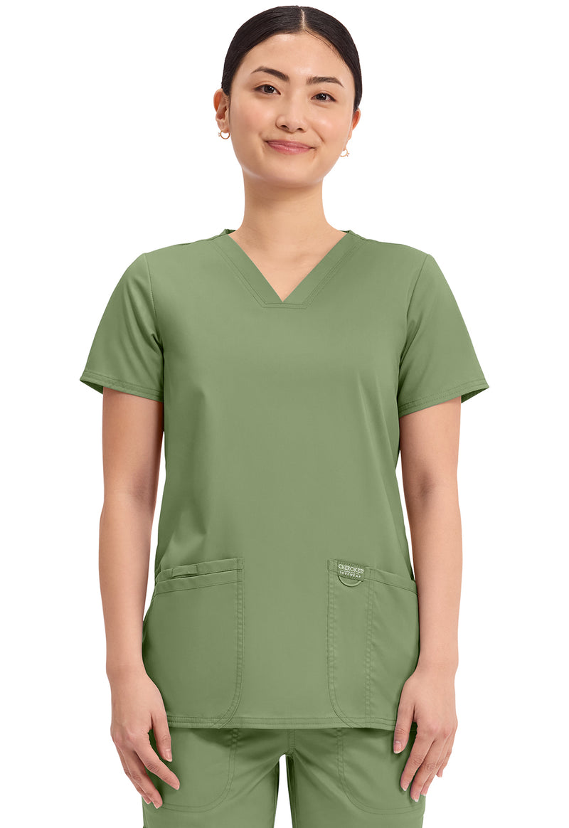 Celery Green - Cherokee WW Revolution Women Scrub Top - Front View