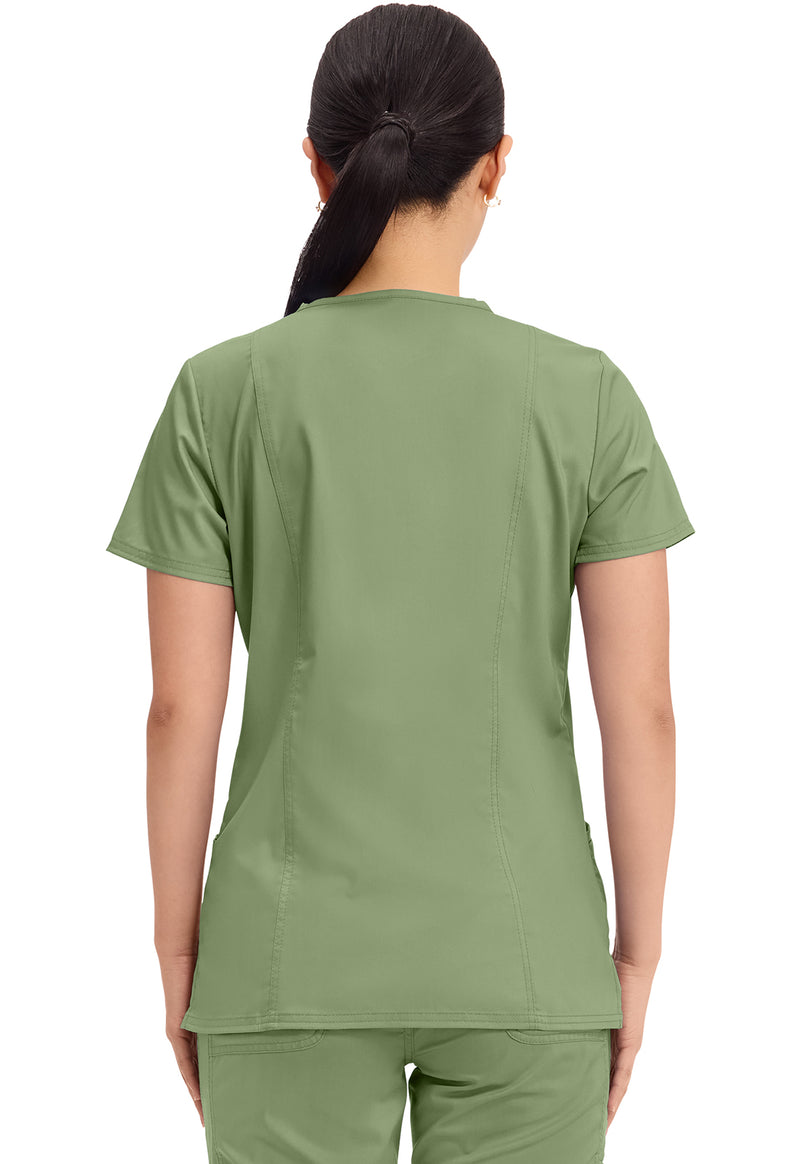 Celery Green - Cherokee WW Revolution Women Scrub Top - Back View