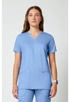 Ciel Blue - Cherokee WW Revolution Women Scrub Top - Front View