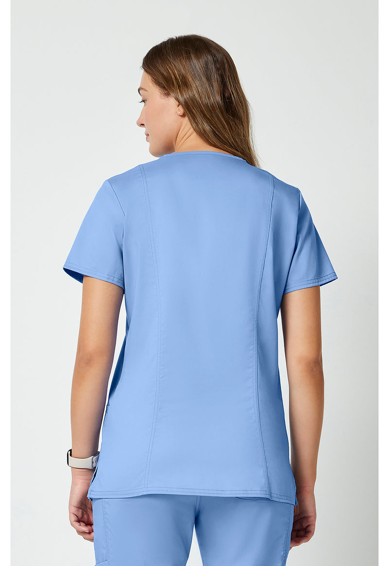 Ciel Blue - Cherokee WW Revolution Women Scrub Top - Back View