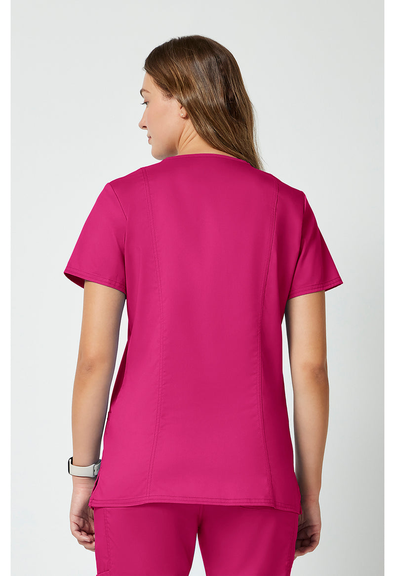 Electric Pink - Cherokee WW Revolution Women Scrub Top - Back View