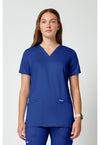 Galaxy Blue - Cherokee WW Revolution Women Scrub Top - Front View