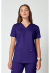 Grape - Cherokee WW Revolution Women Scrub Top - Front View