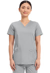 Grey - Cherokee WW Revolution Women Scrub Top - Front View