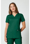Hunter Green - Cherokee WW Revolution Women Scrub Top - Front View