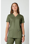 Olive - Cherokee WW Revolution Women Scrub Top - Front View