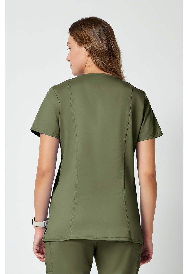 Olive - Cherokee WW Revolution Women Scrub Top - Back View