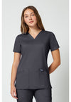 Pewter - Cherokee WW Revolution Women Scrub Top - Front View
