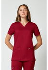 Red - Cherokee WW Revolution Women Scrub Top - Front View