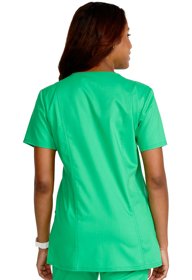 Sparkling Jade - Cherokee WW Revolution Women Scrub Top - Back View