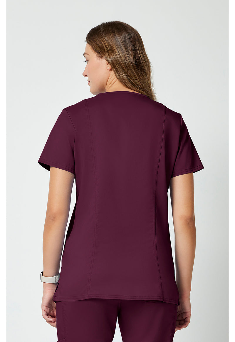 Wine - Cherokee WW Revolution Women Scrub Top - Back View