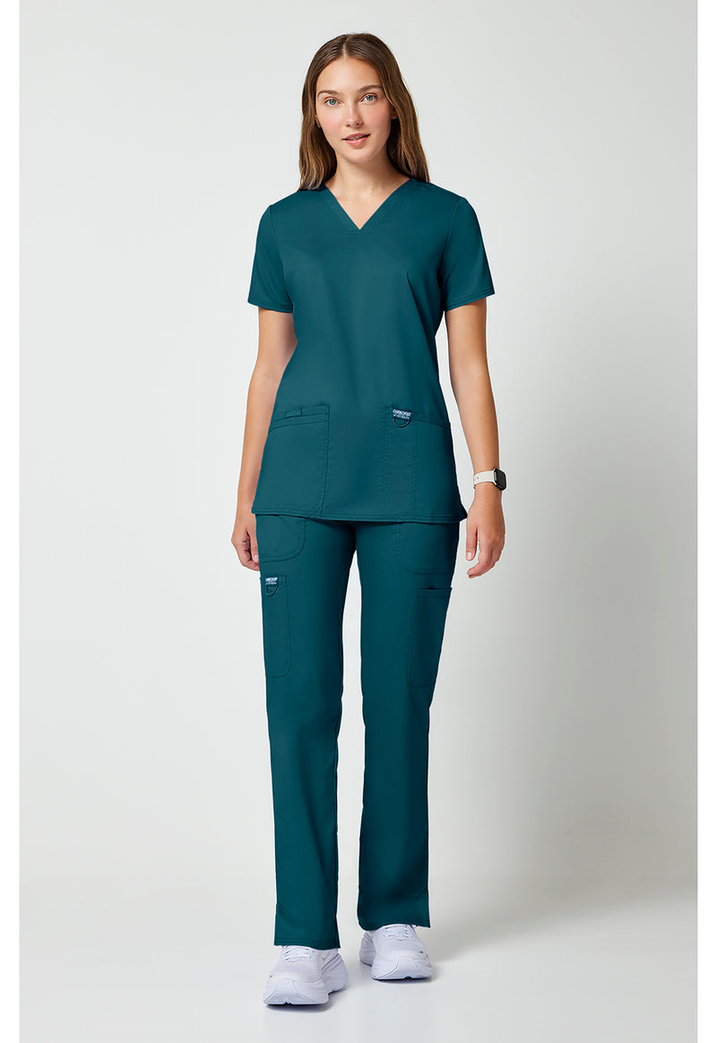 Caribbean Blue - Cherokee Cherokee WW Revolution Women's Scrub Top - Detail 1 View