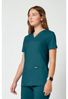 Caribbean Blue - Cherokee Cherokee WW Revolution Women's Scrub Top - Left Side View