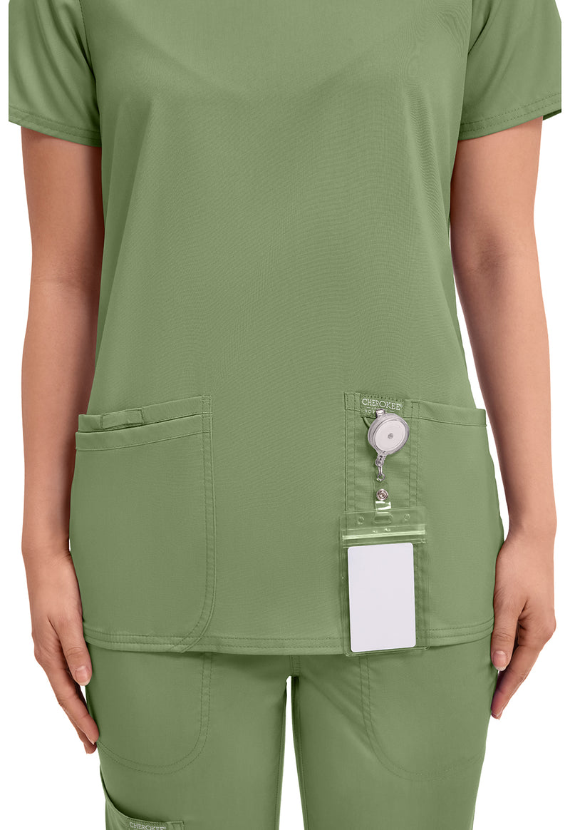 Celery Green - Cherokee Cherokee WW Revolution Women's Scrub Top - Detail 2 View