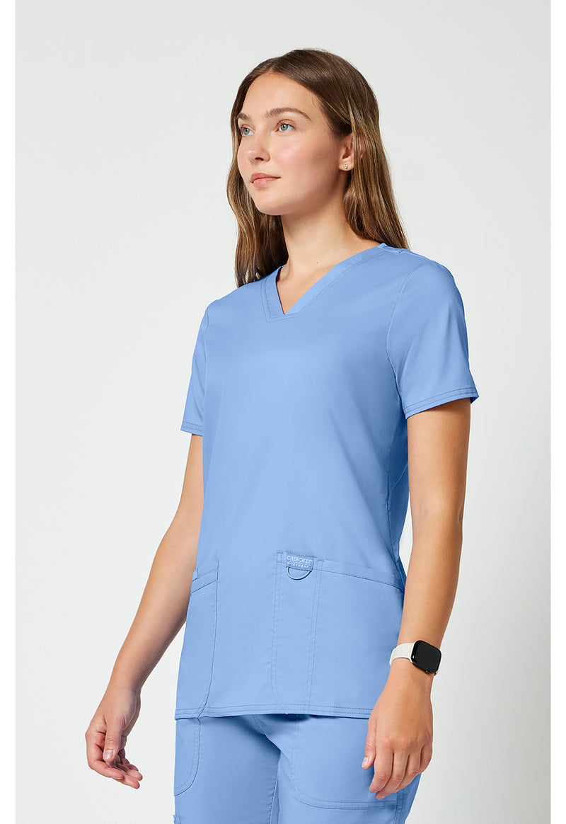 Ciel Blue - Cherokee Cherokee WW Revolution Women's Scrub Top - Left Side View