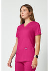 Electric Pink - Cherokee Cherokee WW Revolution Women's Scrub Top - Left Side View