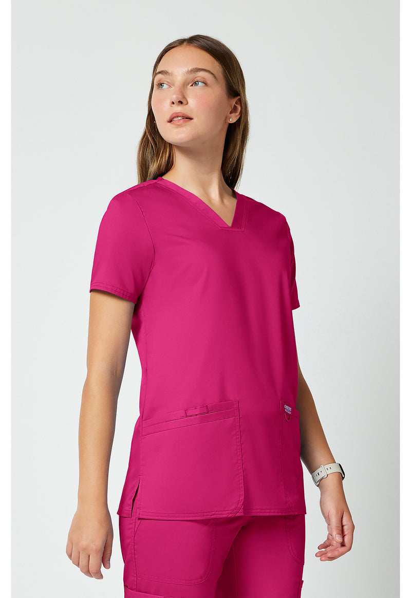 Electric Pink - Cherokee Cherokee WW Revolution Women's Scrub Top - Right Side View