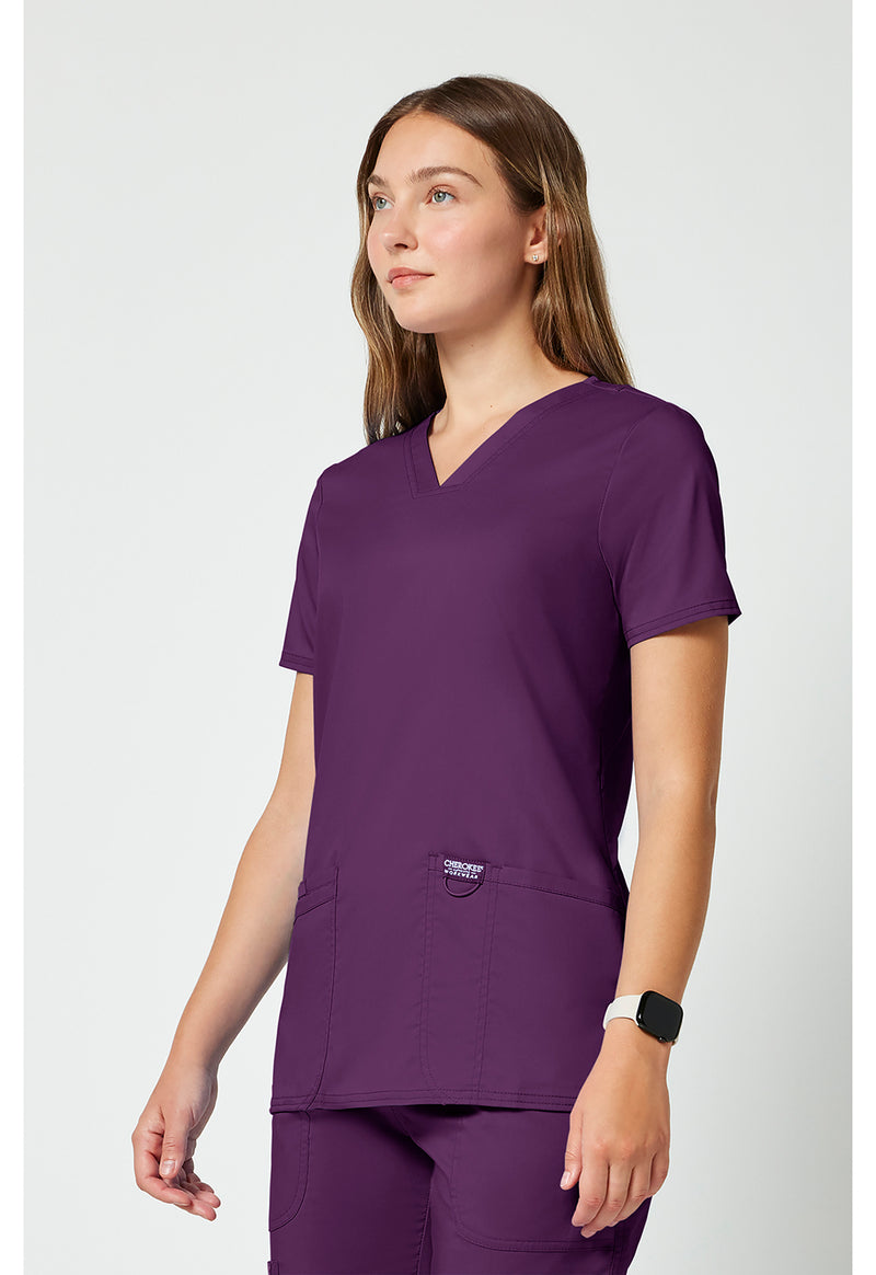 Eggplant - Cherokee Cherokee WW Revolution Women's Scrub Top - Left Side View