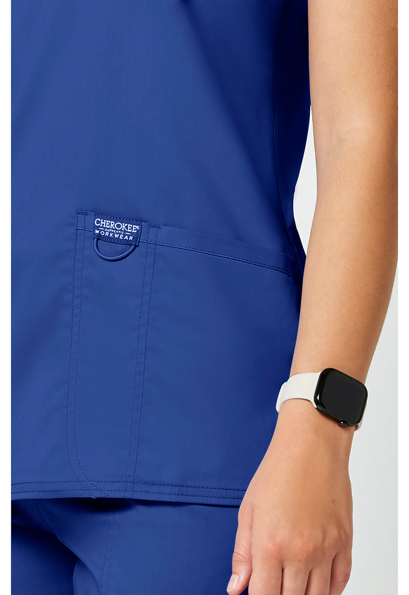 Galaxy Blue - Cherokee Cherokee WW Revolution Women's Scrub Top - Detail 4 View