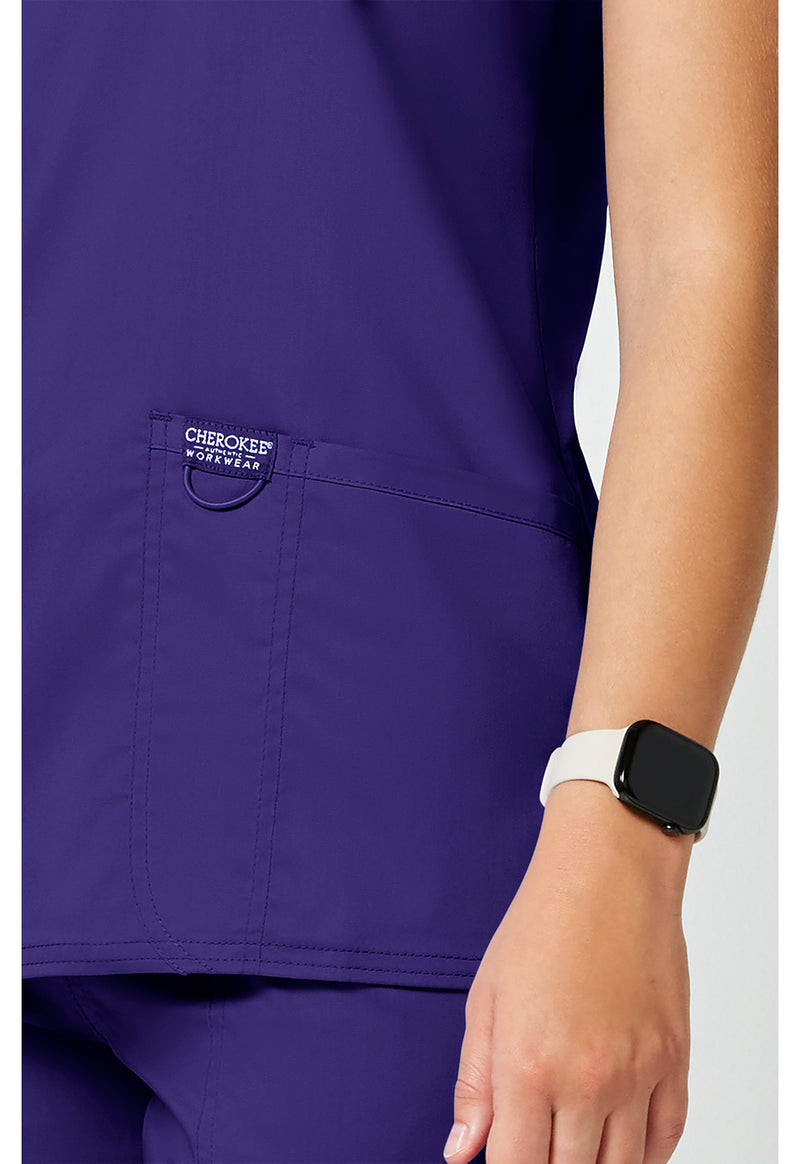 Grape - Cherokee Cherokee WW Revolution Women's Scrub Top - Detail 4 View