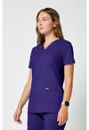 Grape - Cherokee Cherokee WW Revolution Women's Scrub Top - Left Side View