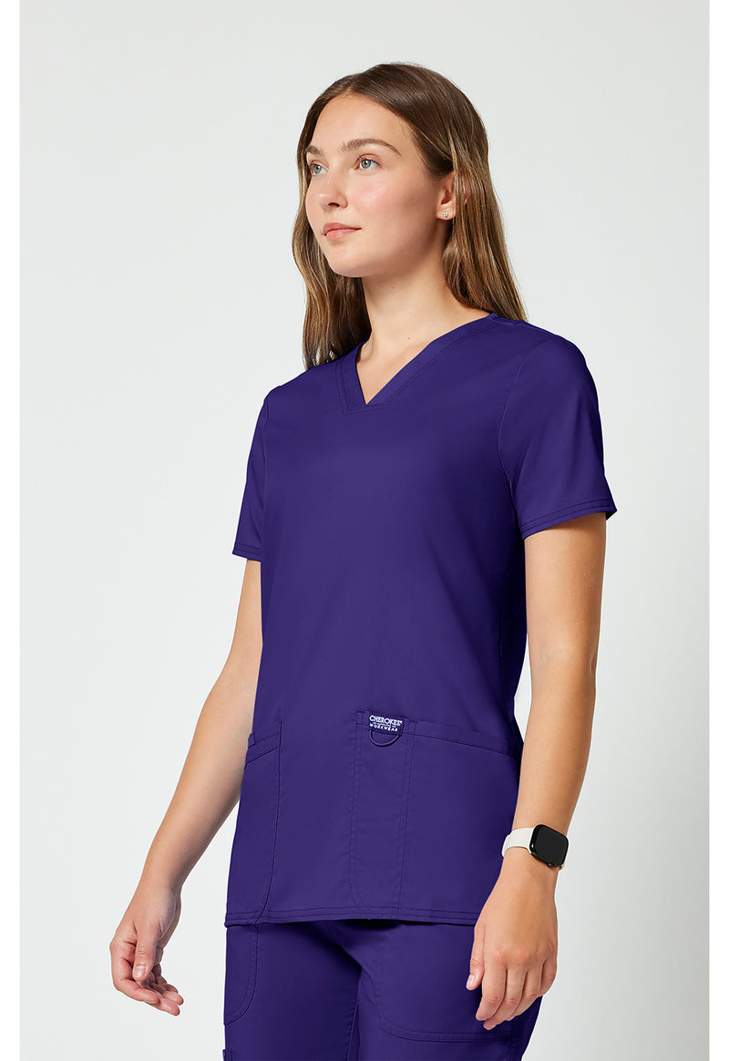 Grape - Cherokee Cherokee WW Revolution Women's Scrub Top - Left Side View