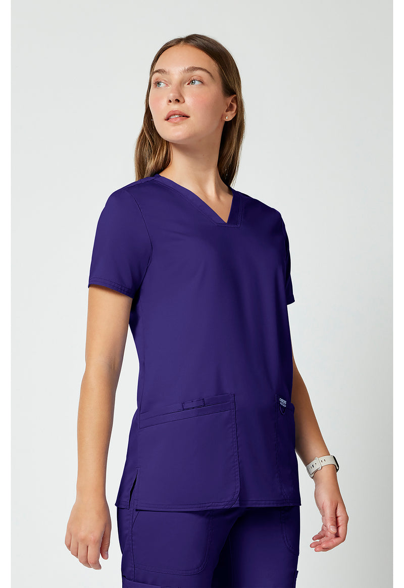 Grape - Cherokee Cherokee WW Revolution Women's Scrub Top - Right Side View