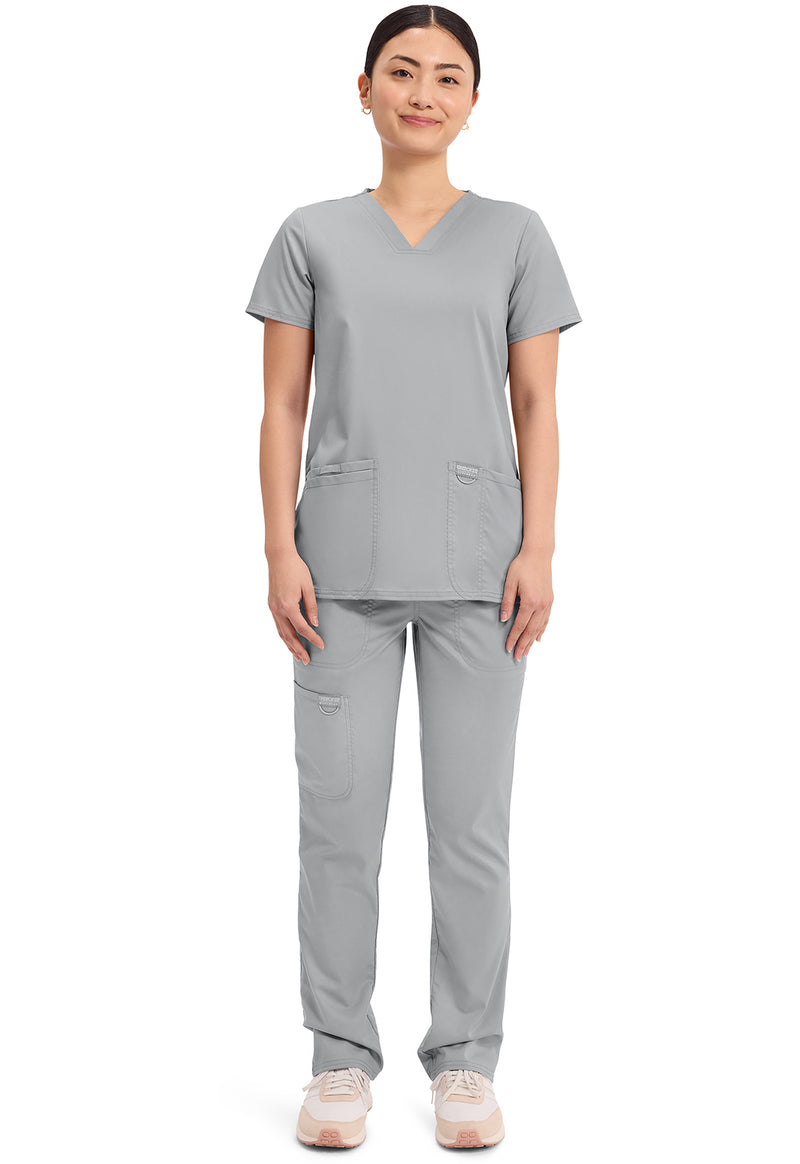 Grey - Cherokee Cherokee WW Revolution Women's Scrub Top - Detail 1 View